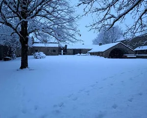 When Clos Bel Air is covered in its white coat, on the Larzac plateau near Millau South of France