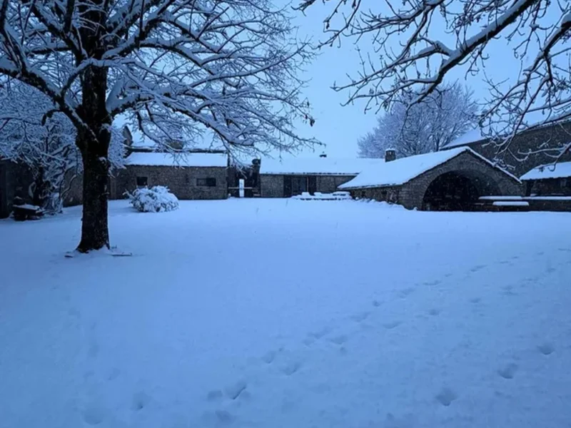 When Clos Bel Air is covered in its white coat, on the Larzac plateau near Millau South of France