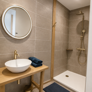 Salle de bain individuelle dans la chambre - Le Clos Bel Air en Aveyron